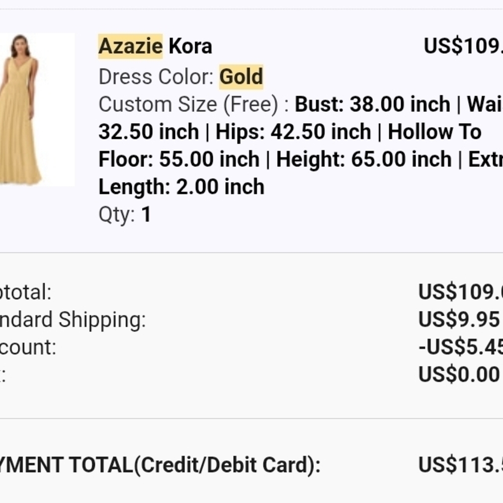 Azazie Kora Gold Maxi Dress